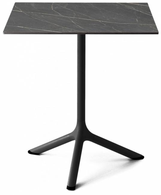 Стол ламинированный обеденный Tripe черный, черный мрамор Сахара 600х600х740 мм