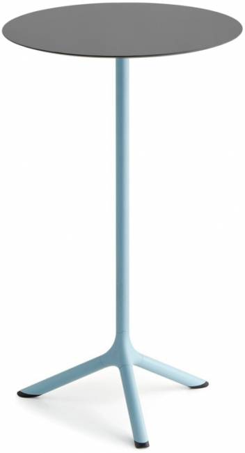 Стол ламинированный барный Tripe голубой, антрацит Ø600х1100 мм