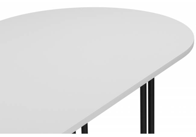 Хьюго О 180 х 90 белая шагрень пленка / черные ноги