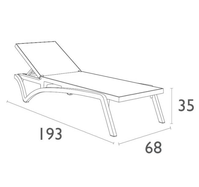 Шезлонг-лежак пластиковый Pacific белый, синий 1930х680х350 мм