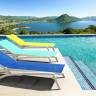 Шезлонг-лежак пластиковый Pacific белый, синий 1930х680х350 мм