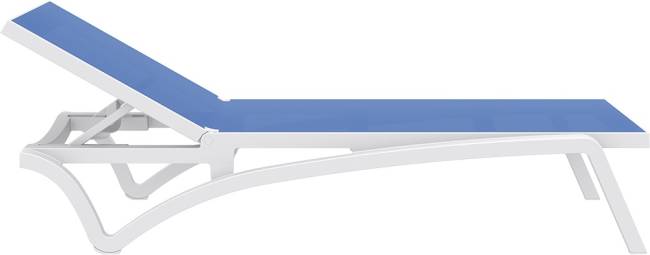 Шезлонг-лежак пластиковый Pacific белый, синий 1930х680х350 мм