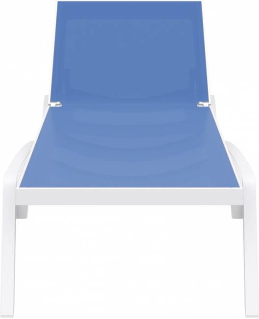 Шезлонг-лежак пластиковый Pacific белый, синий 1930х680х350 мм