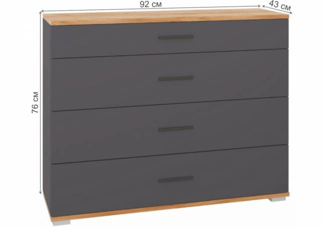 Комод Кассандра 92 дуб крафт золотой / антрацит