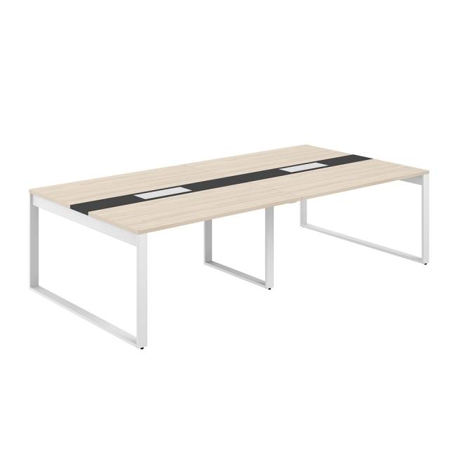 AG.2-2814.AR.72.WH.AN / Стол для переговоров 2800х1438х750 / профиль О-образный: 70х20 белый; лючок: серебро; столешница: ак.равелло вставка антрацит