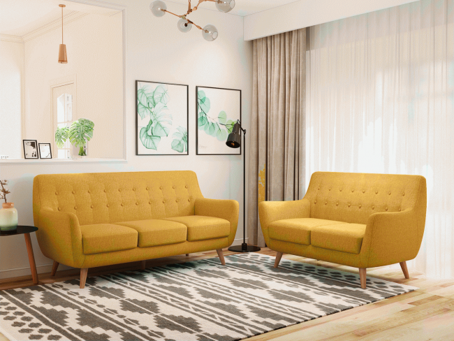 Диван Picasso двухместный горчичный, рогожка