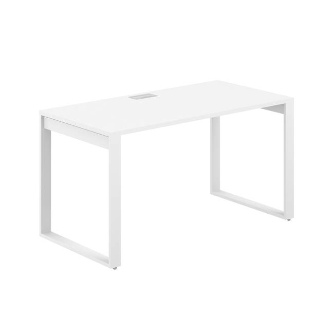 AG.103.WH.L.72.WH  / Стол 1600х600х750  / профиль О-образный: 70х20 белый; лючок: серебро; столешница: белый