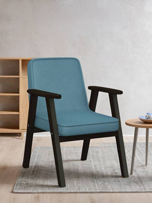 Кресло Ретро ткань голубой, каркас венге Кресло Ретро ткань голубой, каркас венге