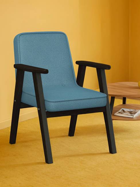 Кресло Ретро ткань голубой, каркас венге Кресло Ретро ткань голубой, каркас венге