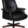 Кресло офисное / Вагнер CF / черная кожа/ натуральное дерево