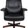 Кресло офисное / Вагнер CF / черная кожа/ натуральное дерево