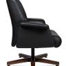 Кресло офисное / Вагнер CF / черная кожа/ натуральное дерево