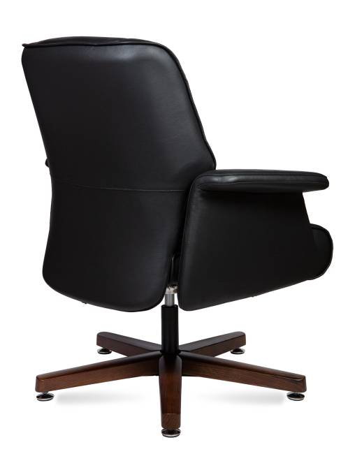 Кресло офисное / Вагнер CF / черная кожа/ натуральное дерево