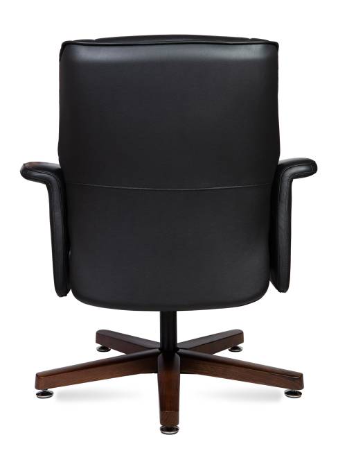 Кресло офисное / Вагнер CF / черная кожа/ натуральное дерево
