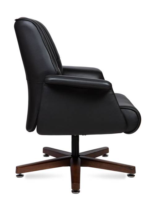 Кресло офисное / Вагнер CF / черная кожа/ натуральное дерево