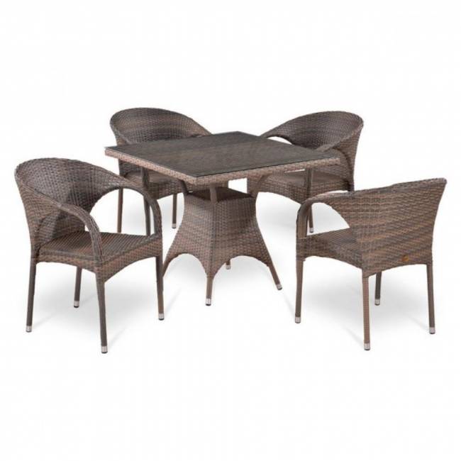 Обеденный комплект плетеной мебели из искусственного ротанга T220BG/Y290BG-W1289 Pale 4Pcs Обеденный комплект плетеной мебели из искусственного ротанга T220BG/Y290BG-W1289 Pale 4Pcs