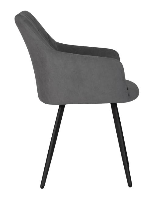 Стул обеденный DOBRIN ROBY, ЭМАЛЬ ЧЕРНЫЙ МУАР велюр Catania Silver