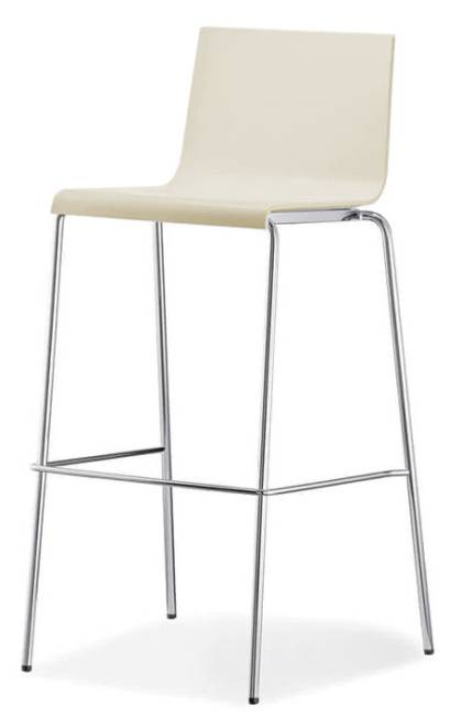Стул пластиковый барный Kuadra хромированный, слоновая кость 510х540х1020 мм