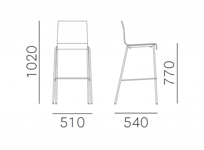 Стул пластиковый барный Kuadra хромированный, слоновая кость 510х540х1020 мм