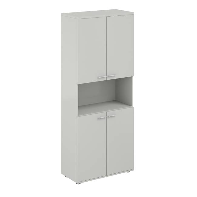 SG.841.SH.SH.SH / Шкаф высокий с нишей 800х400х1955, 4-х дв, з.ст HDF / корпус: серый бархат; фасады: серый бархат
