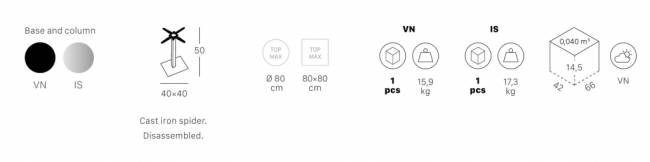 Подстолье металлическое Tiffany черный 400х400х500 мм