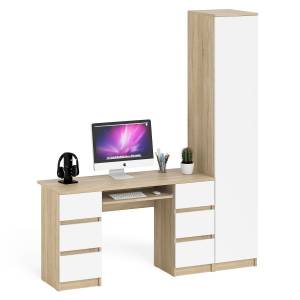 Шкаф однодверный Мори МШ400.1 с компьютерным 2-х тумбовым столом МС-2 цвет дуб сонома/белый