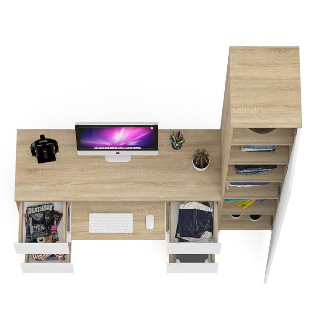Шкаф однодверный Мори МШ400.1 с компьютерным 2-х тумбовым столом МС-2 цвет дуб сонома/белый