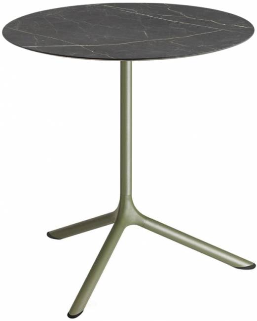 Стол ламинированный обеденный складной Tripe Maxi Folding оливковый, черный мрамор Сахара Ø800х740 мм