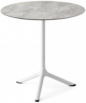 Стол ламинированный обеденный Tripe белый, каменный Ø700х740 мм