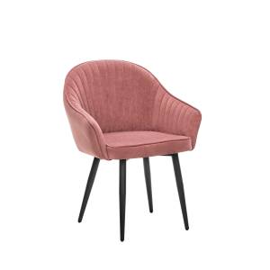 Стул с подлокотниками Leset Вайд, каркас Черный, велюр Персиковый Персиковый Черный