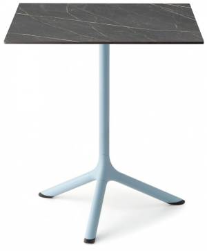 Стол ламинированный обеденный Tripe голубой, черный мрамор Сахара 600х600х740 мм