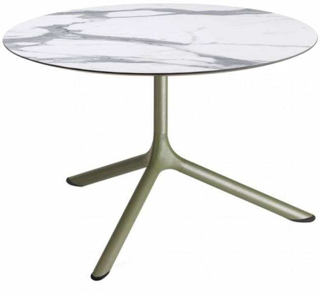 Столик ламинированный кофейный Tripe Maxi оливковый, белый мрамор Каррара Ø800х510 мм Столик ламинированный кофейный Tripe Maxi оливковый, белый мрамор Каррара Ø800х510 мм