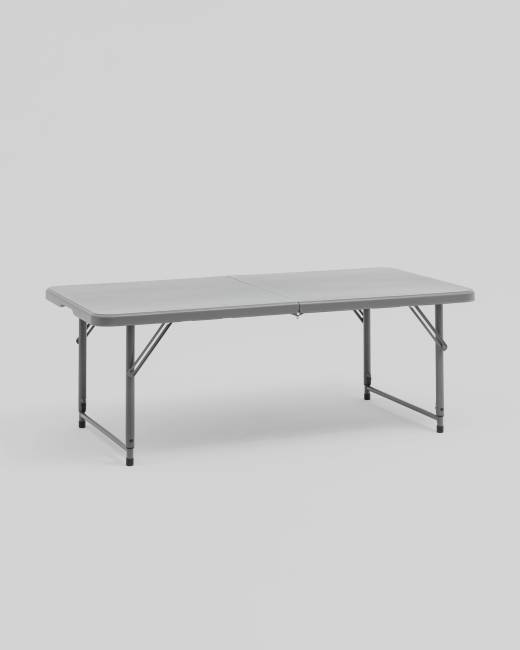 Стол-чемодан складной 122*61*74 см с регулировкой высоты серый