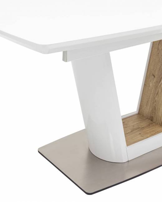 Стол обеденный Атланта раскладной 160-200*90 глянцевый белый