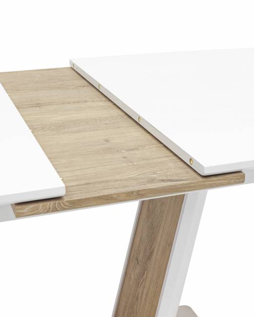 Стол обеденный Атланта раскладной 160-200*90 глянцевый белый