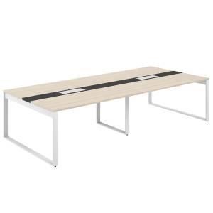 AG.2-3216.AR.72.WH.AN / Стол для переговоров 3200х1638х750 / профиль О-образный: 70х20 белый; лючок: серебро; столешница: ак.равелло вставка антрацит