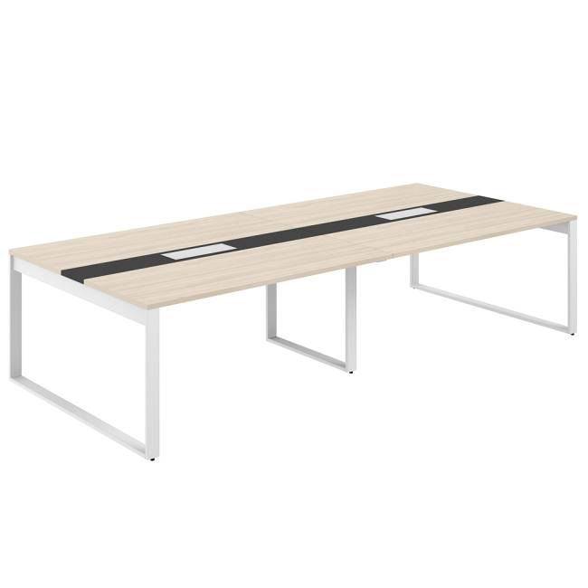 AG.2-3216.AR.72.WH.AN / Стол для переговоров 3200х1638х750 / профиль О-образный: 70х20 белый; лючок: серебро; столешница: ак.равелло вставка антрацит