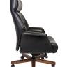 Кресло офисное / Вагнер / черная кожа/ натуральное дерево