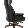 Кресло офисное / Вагнер / черная кожа/ натуральное дерево