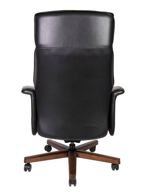 Кресло офисное / Вагнер / черная кожа/ натуральное дерево