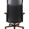 Кресло офисное / Вагнер / черная кожа/ натуральное дерево