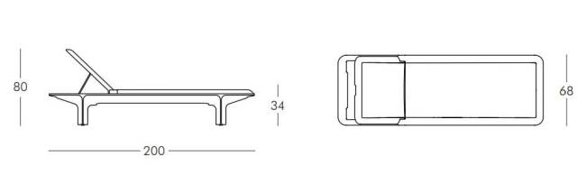 Шезлонг-лежак пластиковый Ponente Standard 2000х680х340 мм