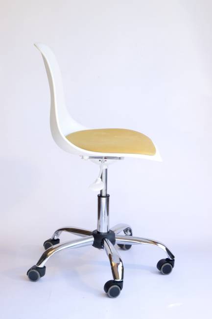 Кресло компьютерное Смузи Хром белый/горчичный