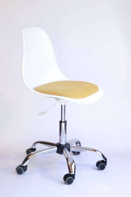 Кресло компьютерное Смузи Хром белый/горчичный