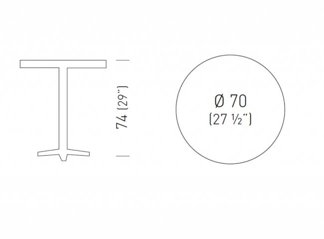 Стол металлический Arket Ø700х740 мм