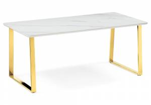 Керамический стол Селена 2 180х90х77 белый мрамор / золото