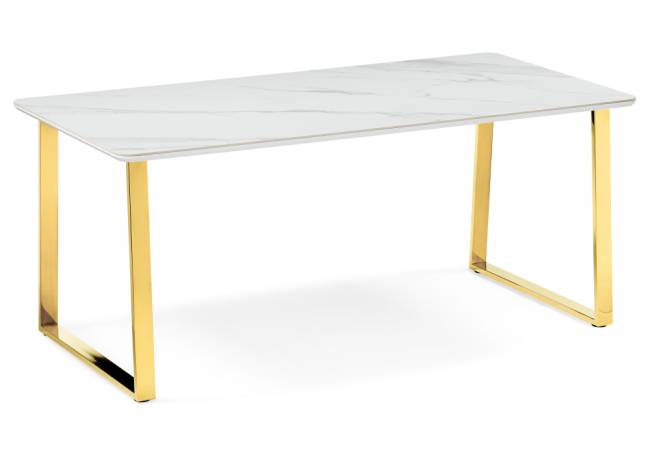 Керамический стол Селена 2 180х90х77 белый мрамор / золото