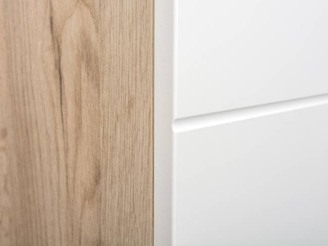 Прихожая Лайн № 3 цвет дуб крафт серый/фасады МДФ белый глянец