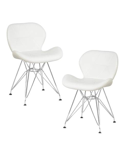 Набор 2 шт Стул обеденный DOBRIN BUTTERFLY CHROME, ножки хром, цвет белый