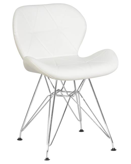 Набор 2 шт Стул обеденный DOBRIN BUTTERFLY CHROME, ножки хром, цвет белый